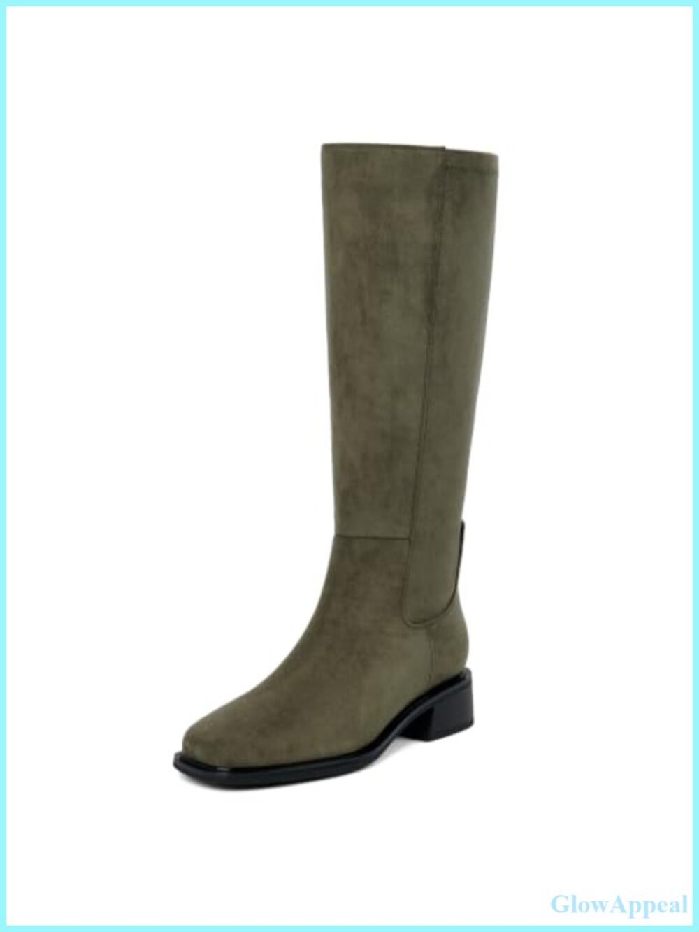 Knee High Boots Low Heel Flat Tall Faux Suede Square Toe Women's